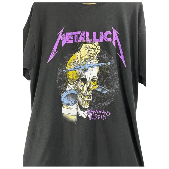 Metallica Metal Black Damaged Justice Over Sized Band T Shirt Size Small/Medium. - Picture 2 of 4